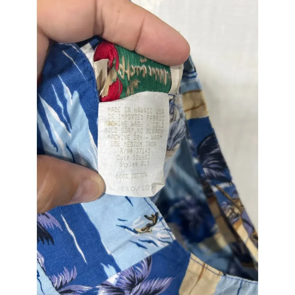 Hilo Hattie Dress Kids Large 10 12 Blue Tropical Hawaiian Sundress Aloha